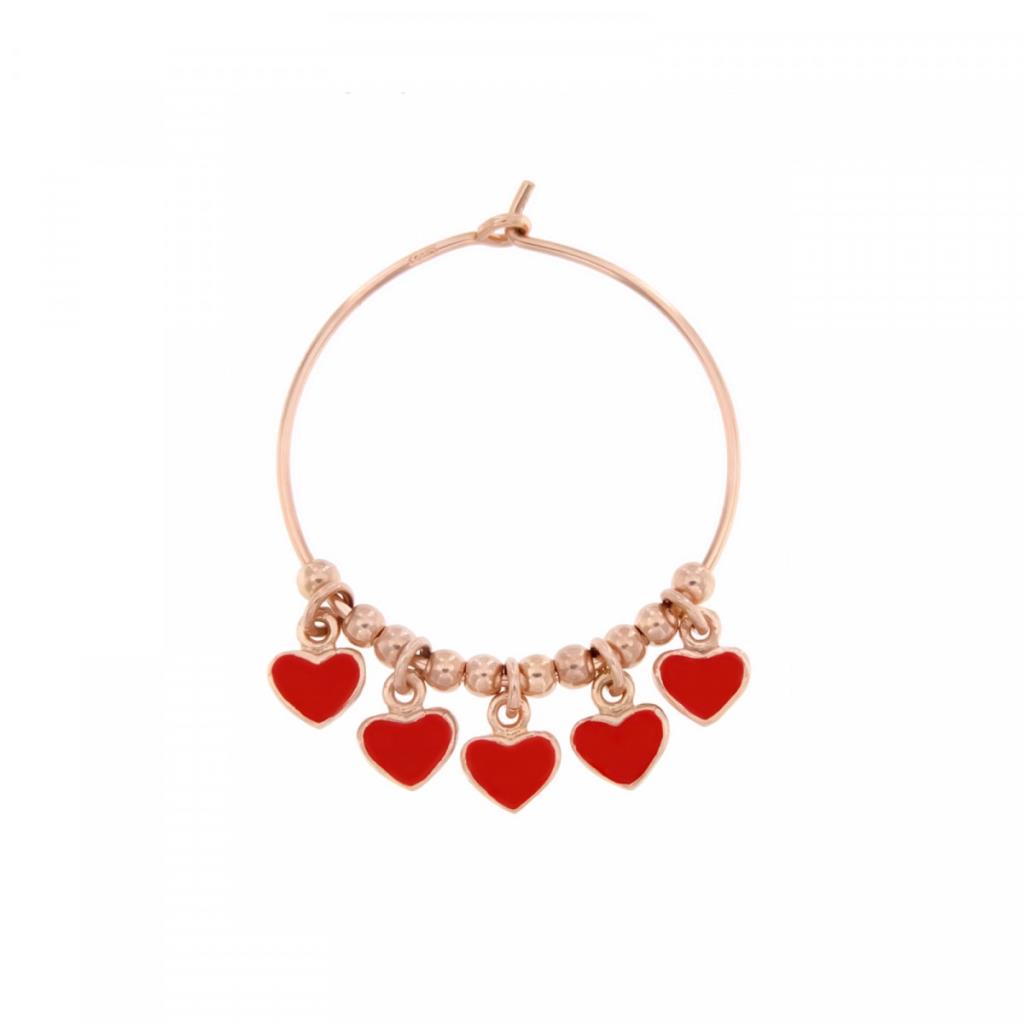 ORECCHINO SINGOLO CERCHIO 25 MM CON 5 CUORI MIGNON - MAMAN ET SOPHIE