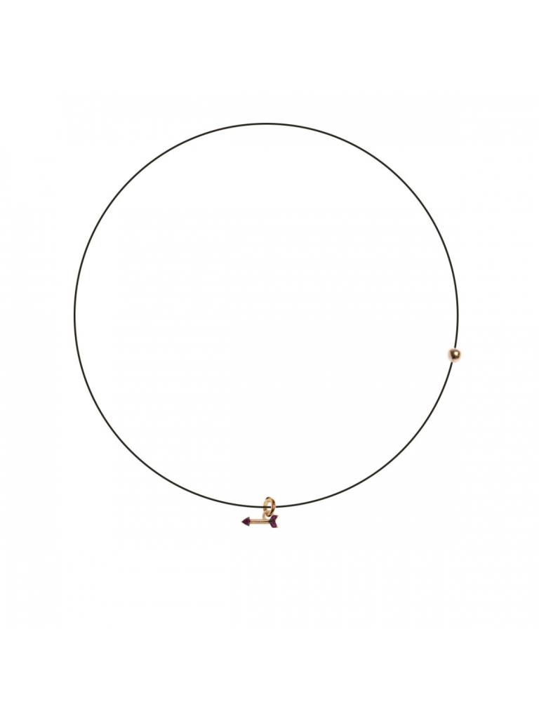 GIROCOLLO LENZA NERO CON CIONDOLO ZIRCONI COLORATI FRECCIA - RUE DES MILLE