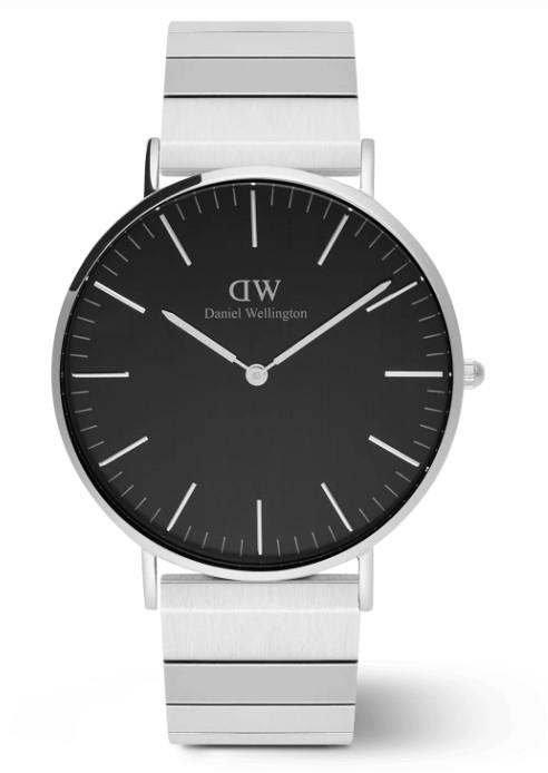 Classic Piano Link Onyx Silver - DANIEL WELLINGTON