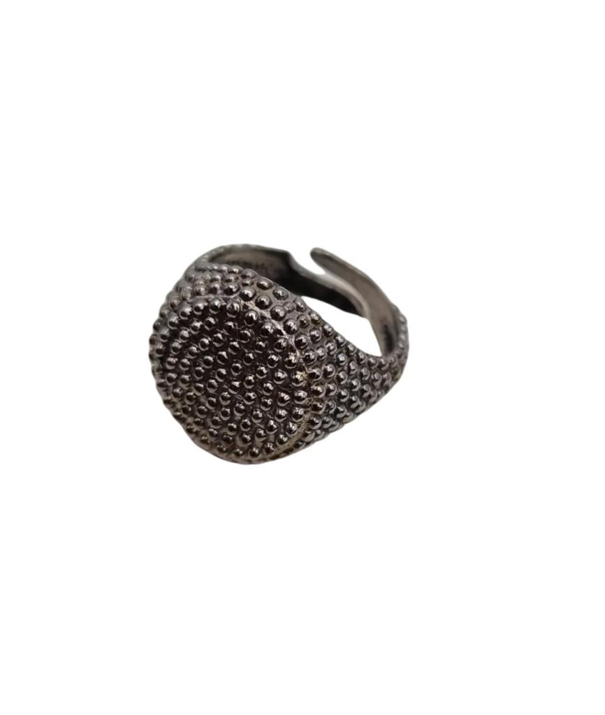 Anello Chevalier Argento Brunito - LORENZO SEGONI SILVER