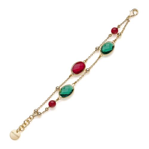 Bracciale Unoaerre con pietre rosse e verdi - UNOAERRE