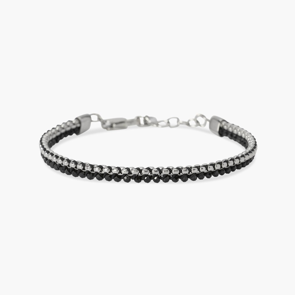 Bracciale in acciaio con nylon e spinello nero - KIDULT