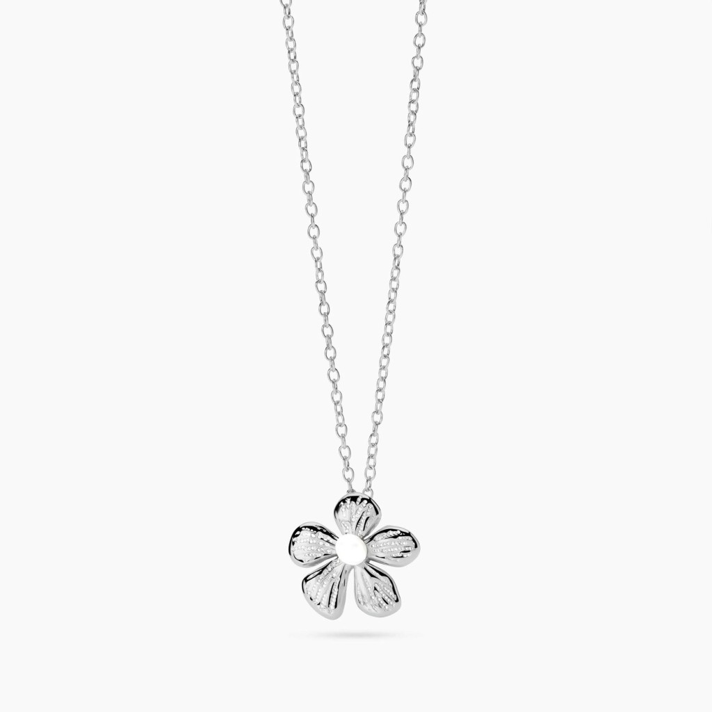Girocollo con fiore in acciaio martellato - KIDULT