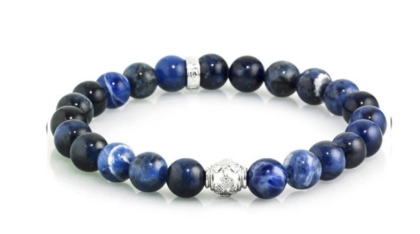 Bracciale Da Uomo Stone Sodalite blue componenti in Argento - GERBA JEWELS