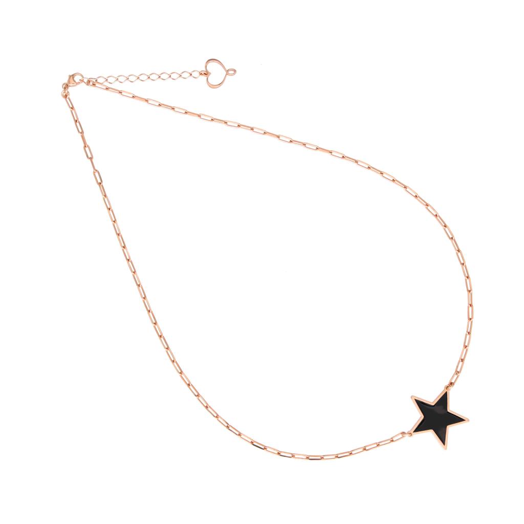 Collana Girocollo con Stella Grande in smalto Nero - MAMAN ET SOPHIE