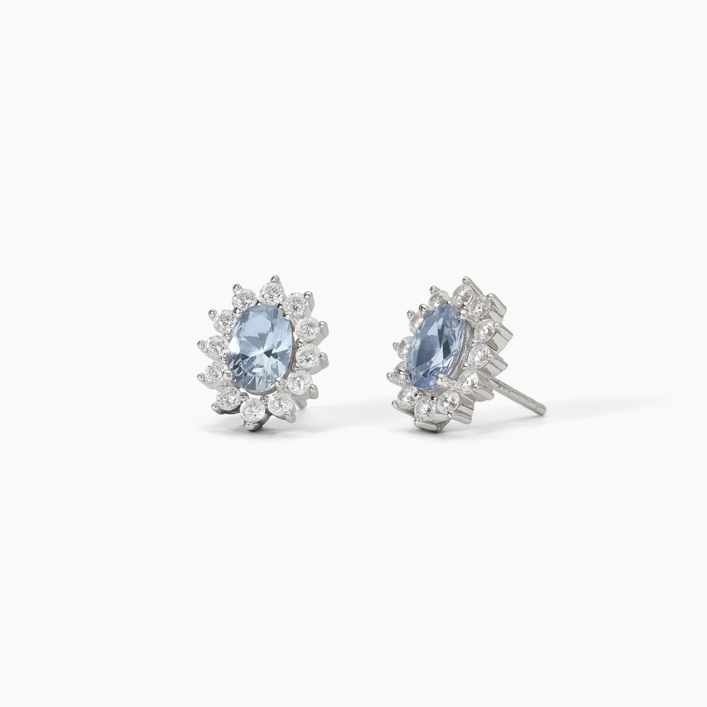 Orecchini in argento con acquamarina sintetica - MABINA