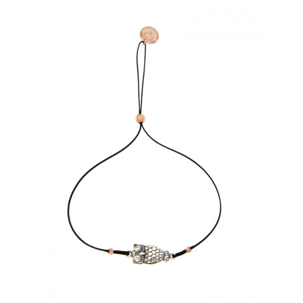 BRACCIALE DI FILO DI NYLON CON SOGGETTO IN LASTRA PASSANTE - MISURA REGOLABILE CON PALLINA SILICONICA - MAMAN ET SOPHIE