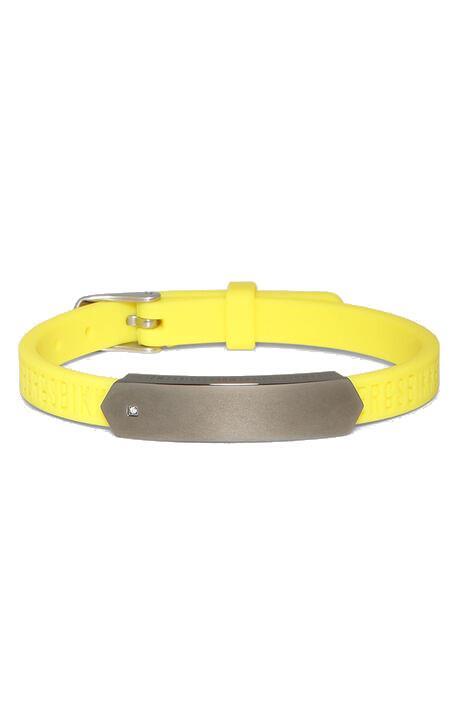 Bracciale Bikkembergs Uomo Cinturino Caucci&ugrave; Giallo e Diamante - BIKKEMBERGS