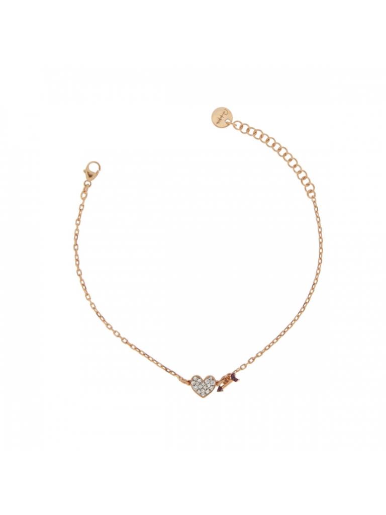 BRACCIALETTO SOGGETTO CENTRALE ZIRCONI BIANCHI + CIONDOLO MICRO ZIRCONI COLORATI CUORE - RUE DES MILLE