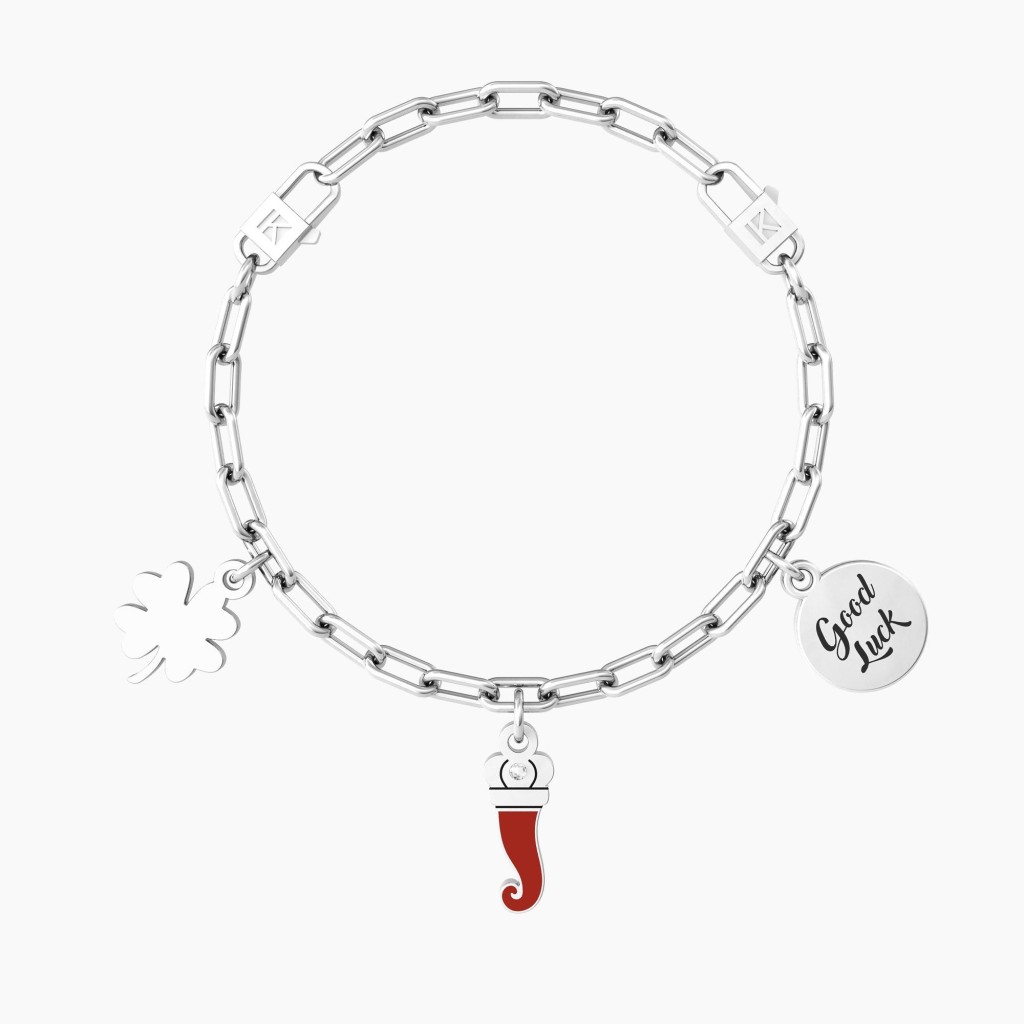 Bracciale regolabile portafortuna con ciondoli - 