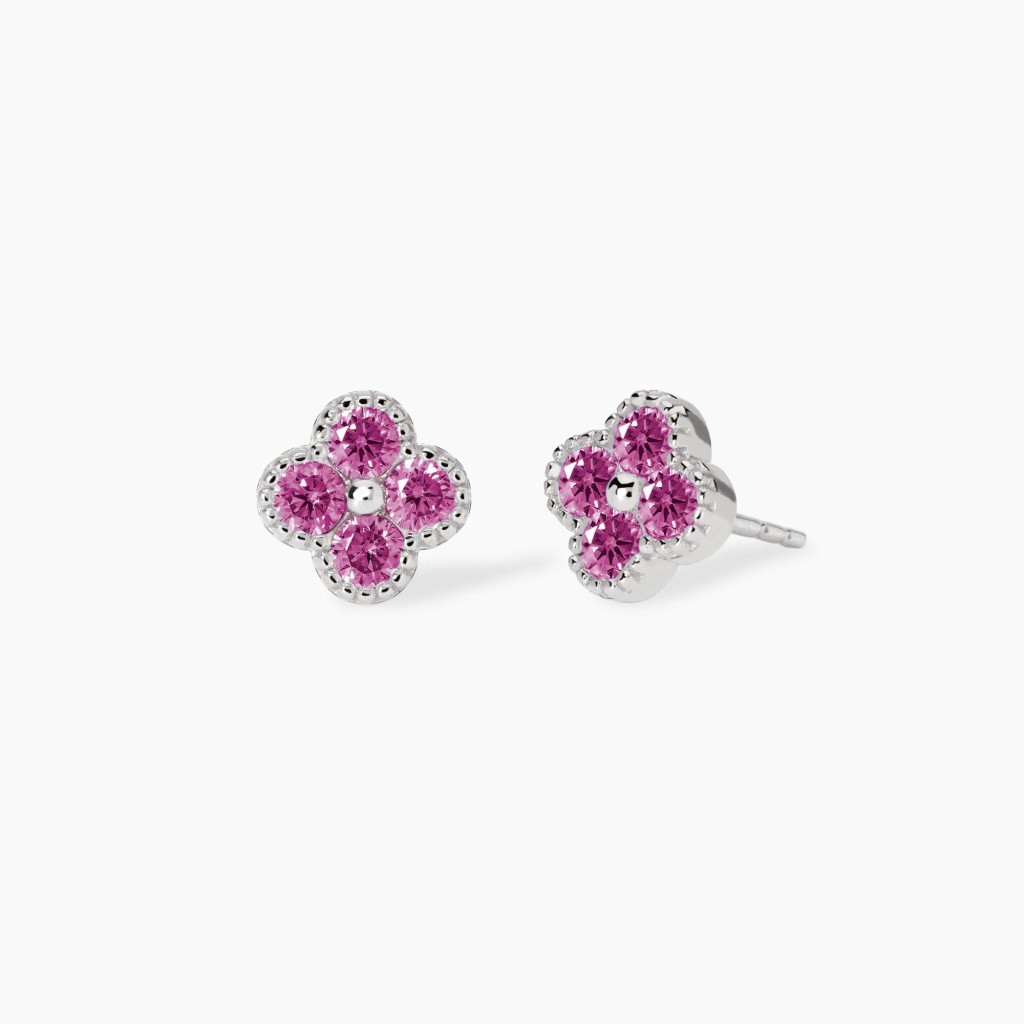 Orecchini con fiore rosa - MABINA