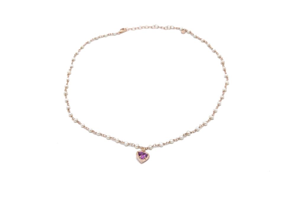 Collana Sacramore Firenze Cuore Rosa e Perle  - SACRAMORE FIRENZE