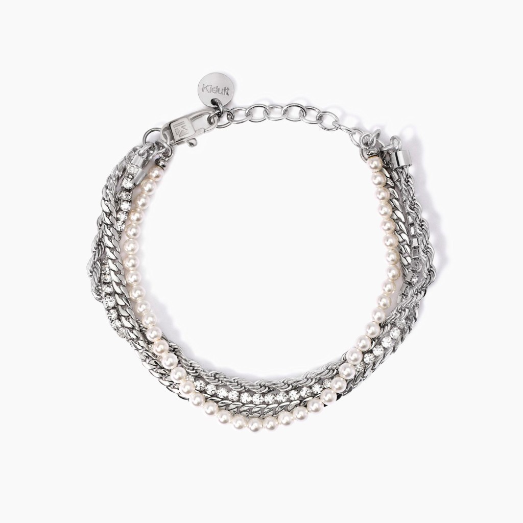 Bracciale con perle e tennis bianco - KIDULT