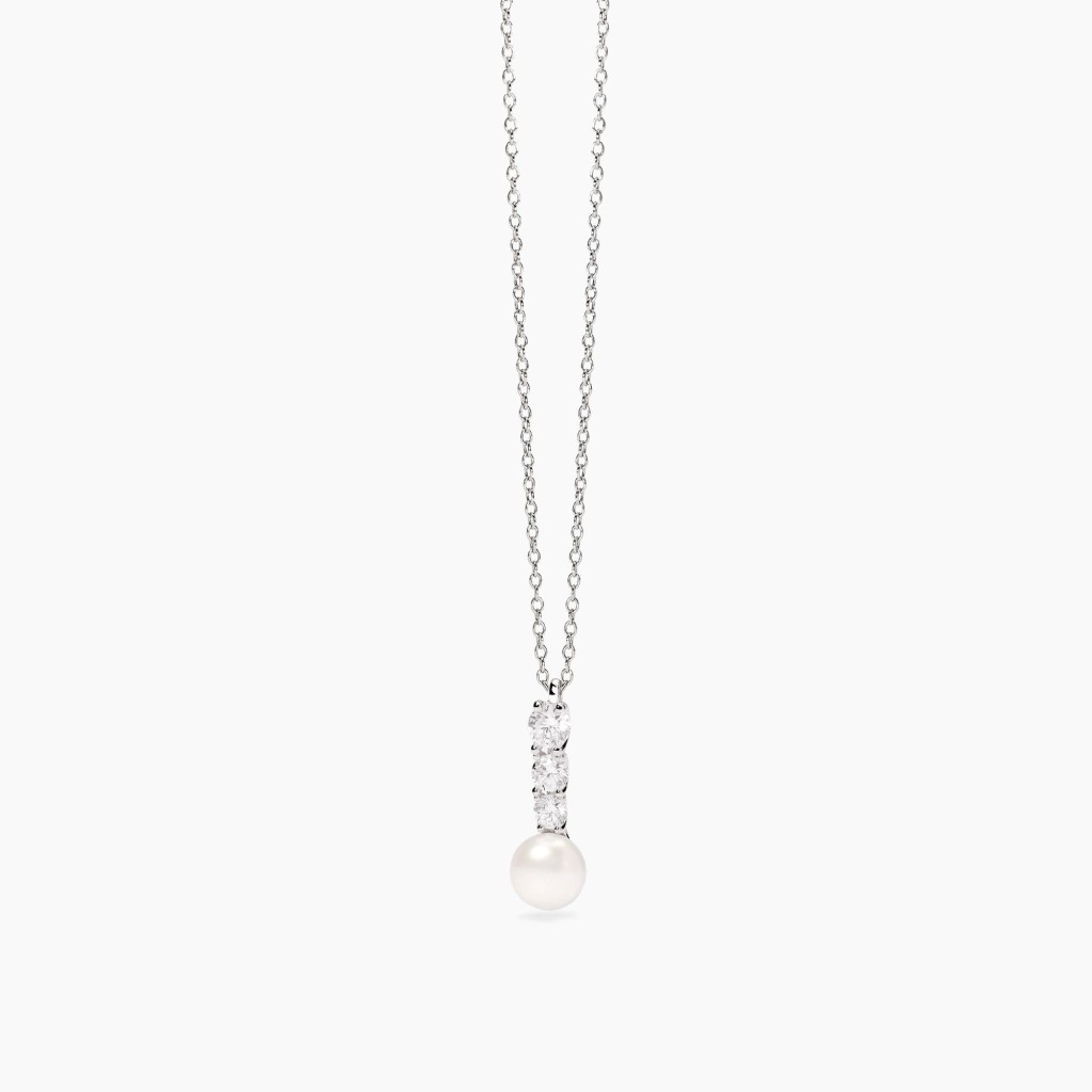 Girocollo da donna in argento con zirconi e perla coltivata JULIETTE - MABINA