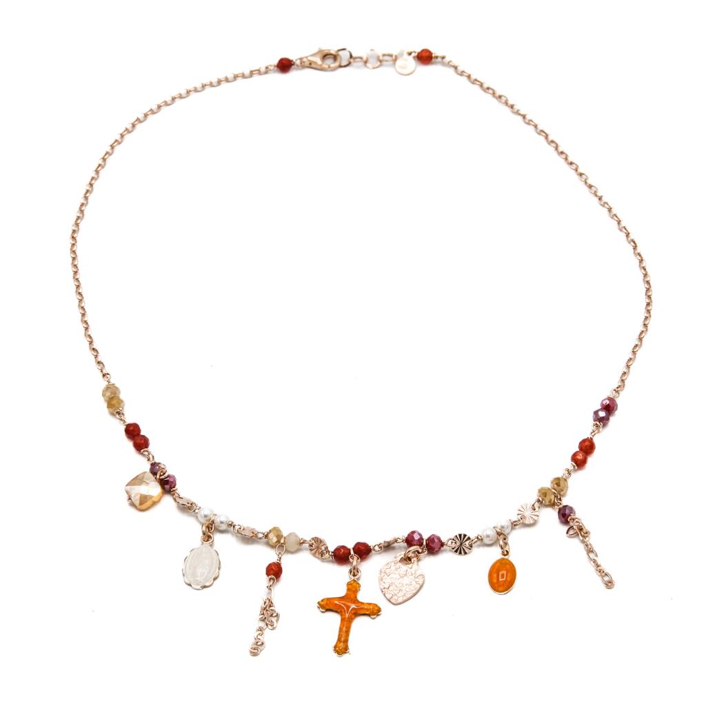 Collana Sacramore Firenze Multipendenti con Croce Arancione - SACRAMORE FIRENZE