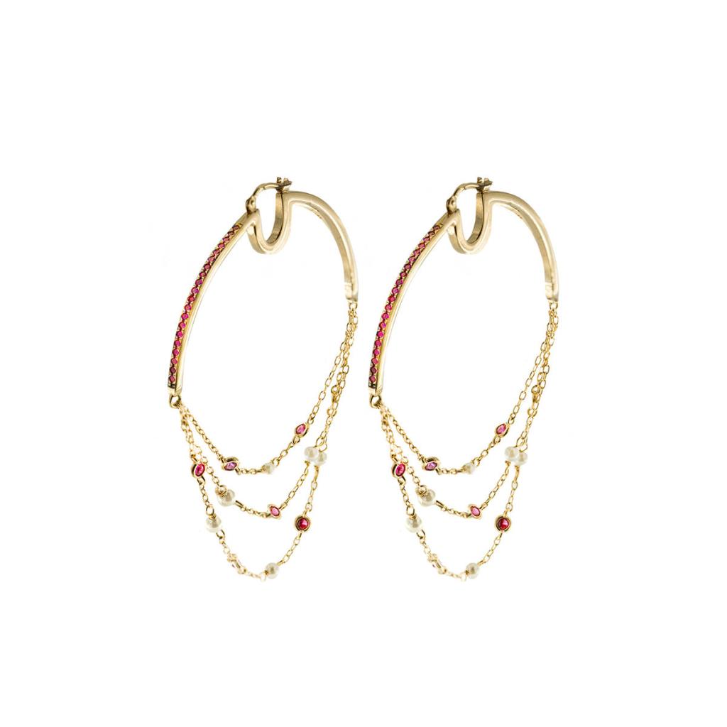 Orecchini Big Hoops Tre Fili Galactica Rue Des Mille - RUE DES MILLE