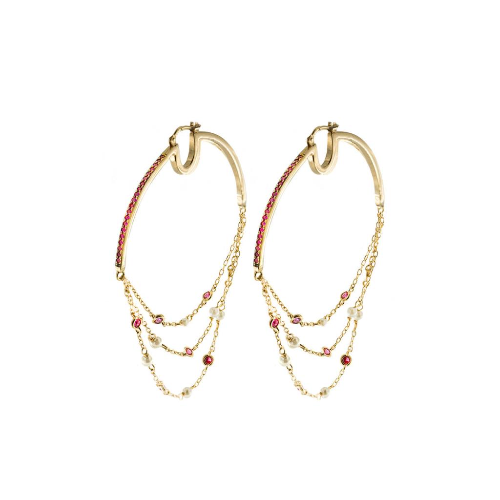 Orecchini Big Hoops Tre Fili Galactica Rue Des Mille - RUE DES MILLE