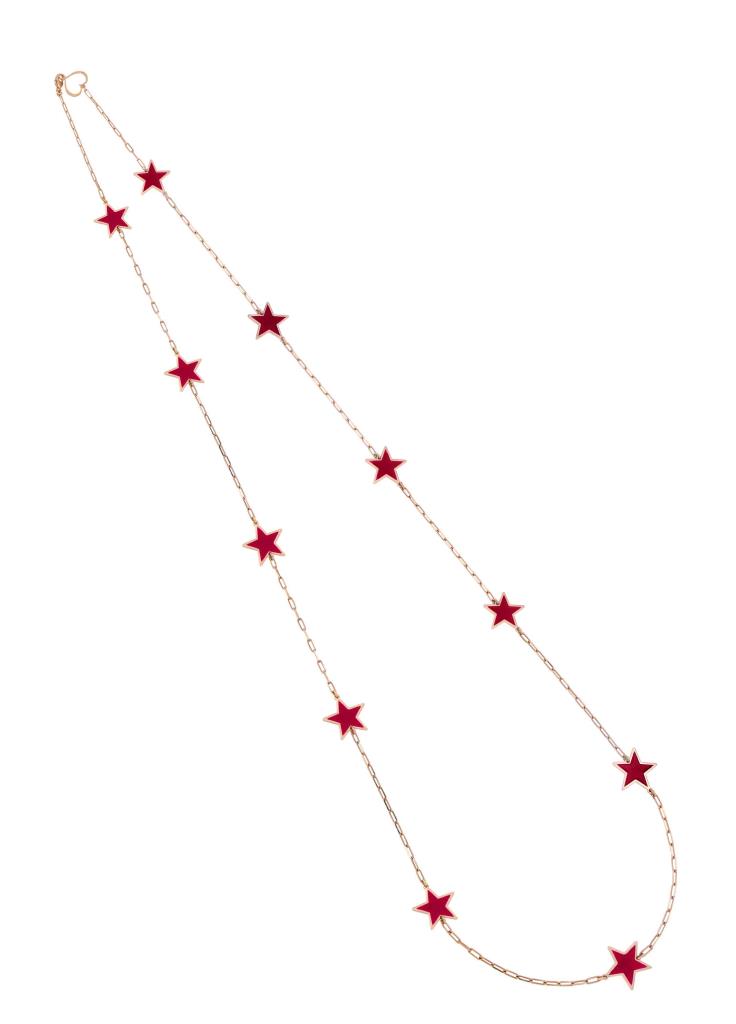 Collana con undici stelle smalto rosso - MAMAN ET SOPHIE