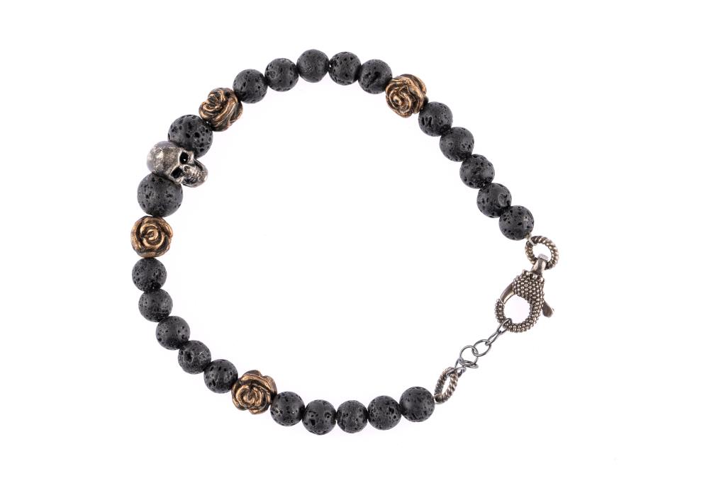 Bracciale Amantide Ossidiana e Teschi - AMANTIDE