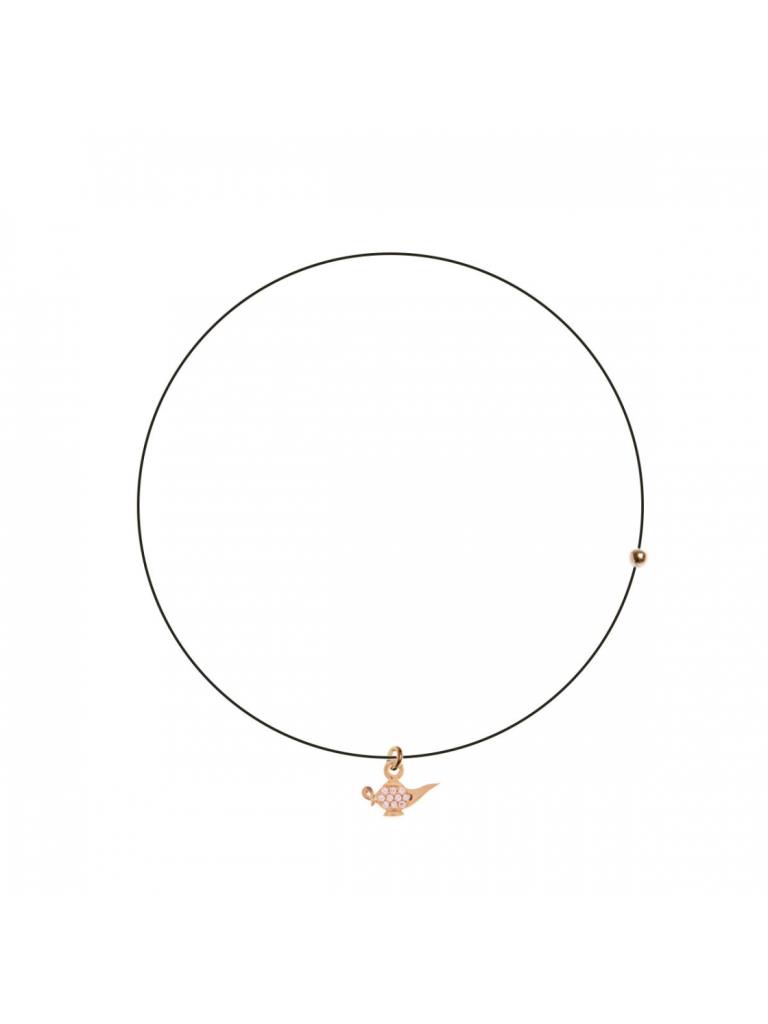 GIROCOLLO LENZA NERO CON CIONDOLO ZIRCONI COLORATI LAMPADA - RUE DES MILLE