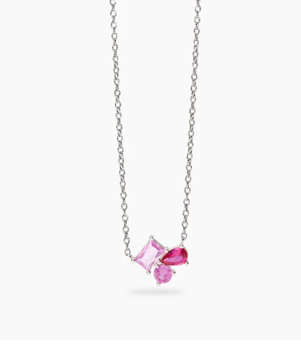 Girocollo in bronzo e argento con cluster rosa - MABINA