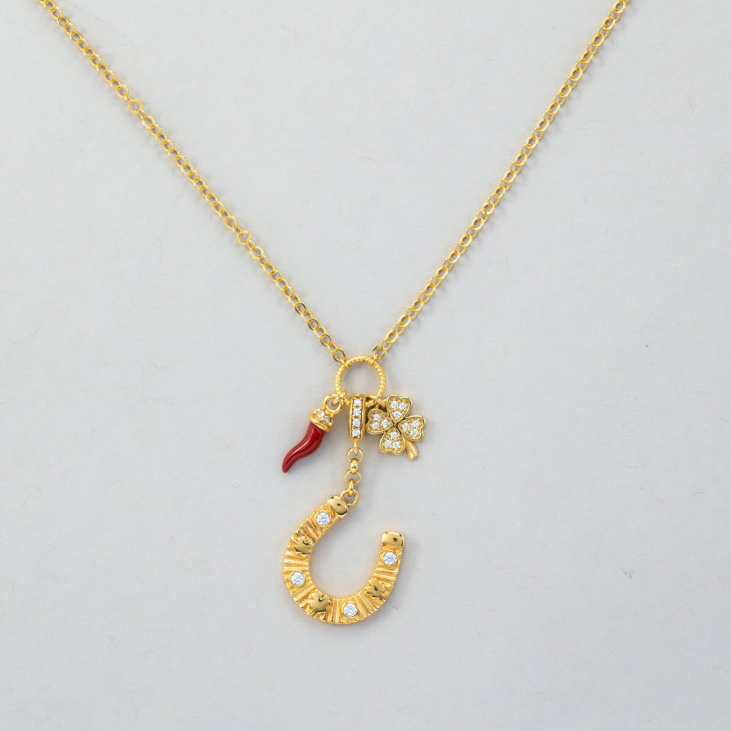 Collana Ferro Raggiato Quadrifoglio e Cornetto - VERSARI ACCESSORIES