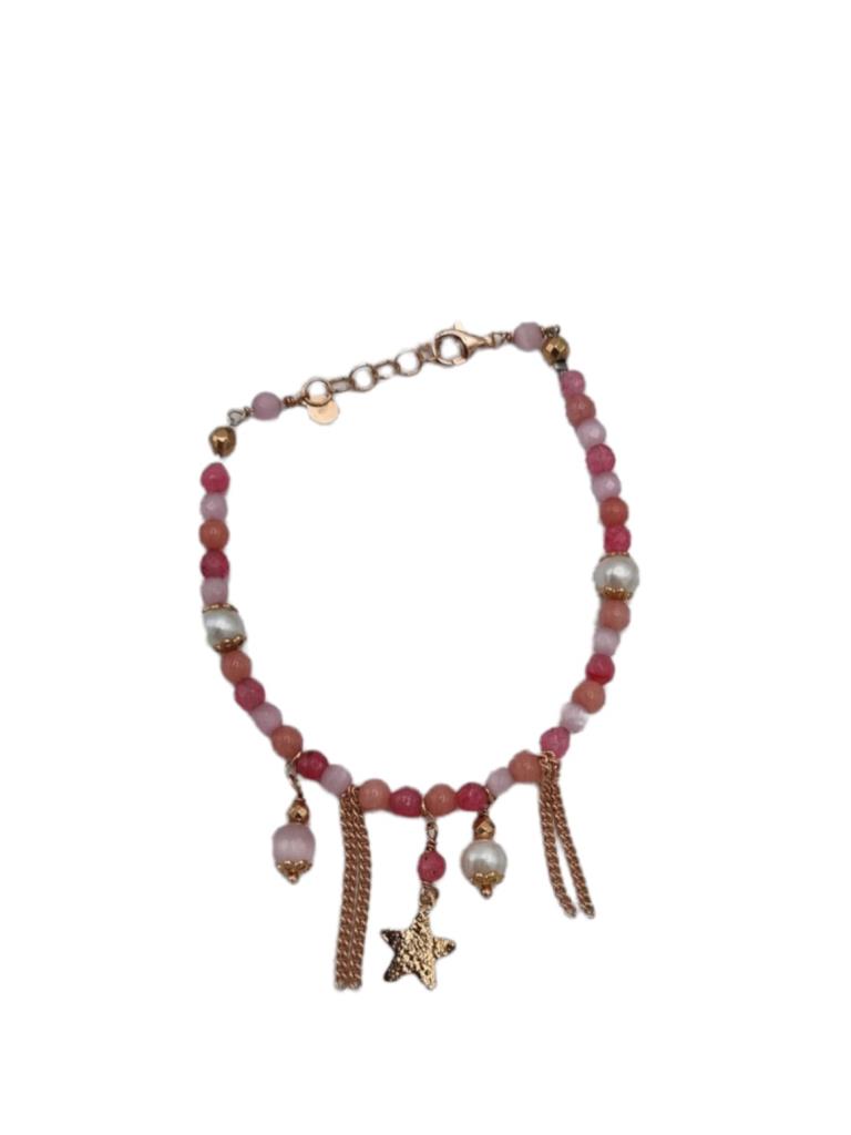 Bracciale Sacramore Firenze Perle e Pietre Naturali Rosa Acceso - SACRAMORE FIRENZE