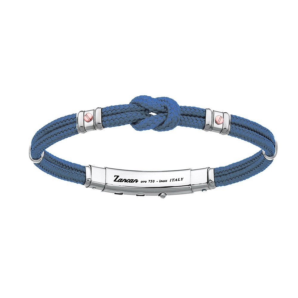 Bracciale Zancan in kevlar con nodo nautico e viti in oro rosa. - ZANCAN