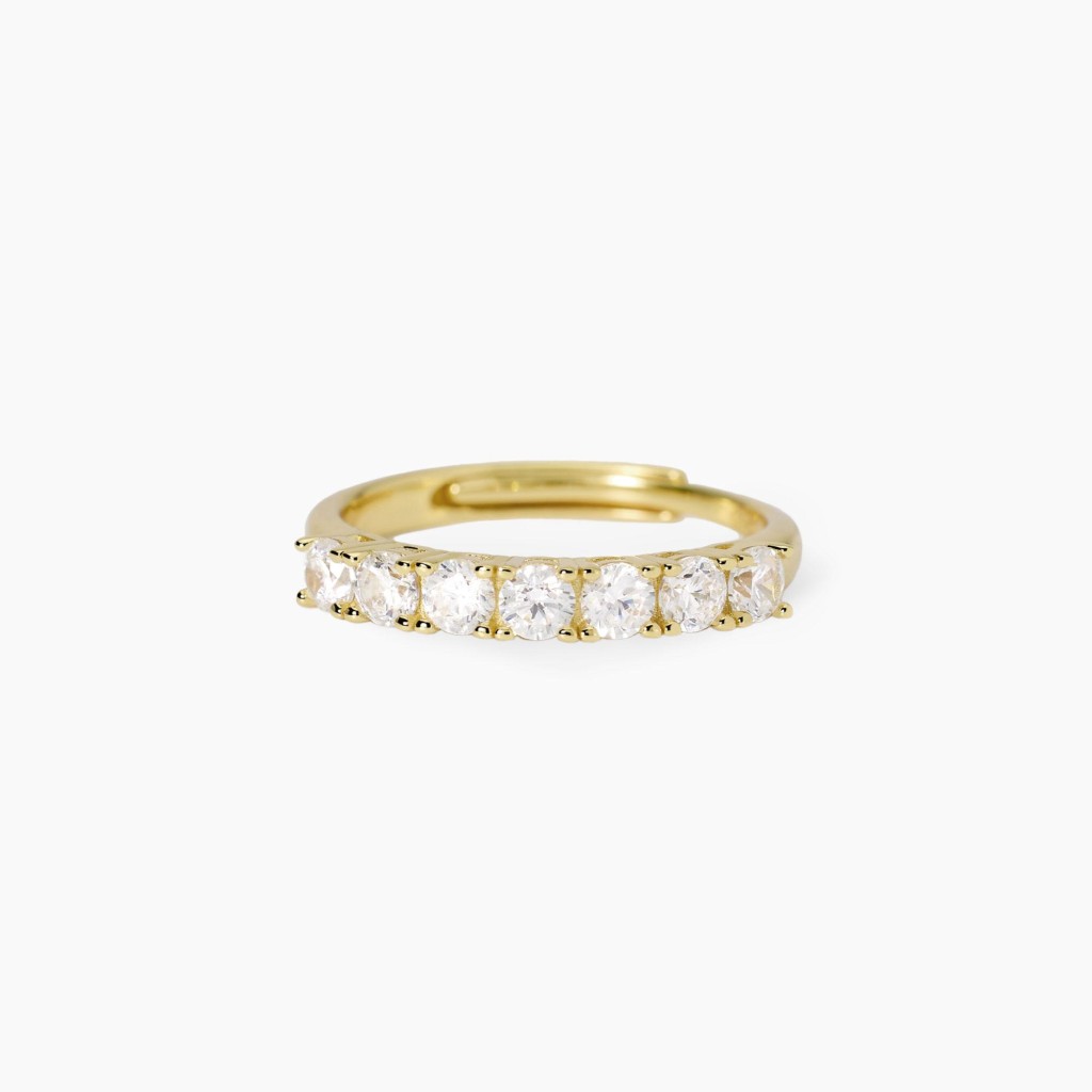 Anello veretta dorato con zirconi - MABINA