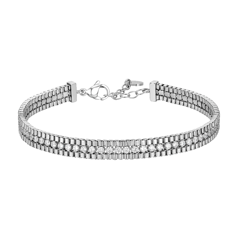 Luca Barra bracciale uomo in acciaio e zirconi bianchi - LUCA BARRA