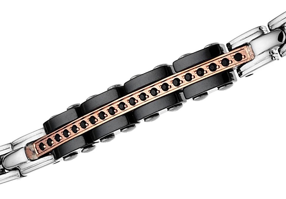Bracciale Zancan da uomo Acciaio pvd Nero e Rosa - ZANCAN