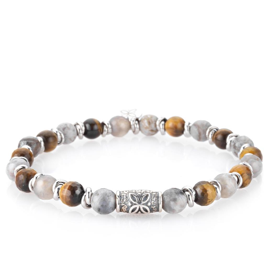 Bracciale Gerba Jewels Stone Life Argento agata fiorita occhio di tigre - GERBA JEWELS