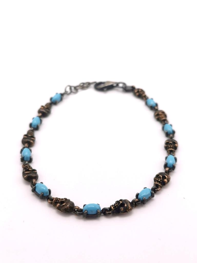Bracciale Amantide Pietre Turchesi e Teschi - AMANTIDE