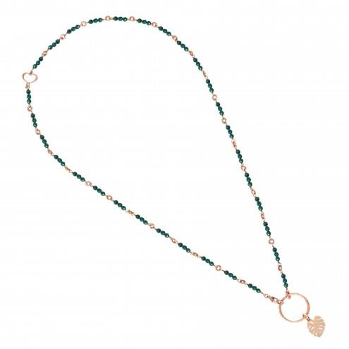 Collana Girocollo Maman Et Sophie con Malachite e Foglia Monstera - MAMAN ET SOPHIE