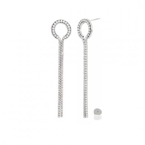 Orecchini Unoaerre lunghi in argento bianco e zirconi - UNOAERRE