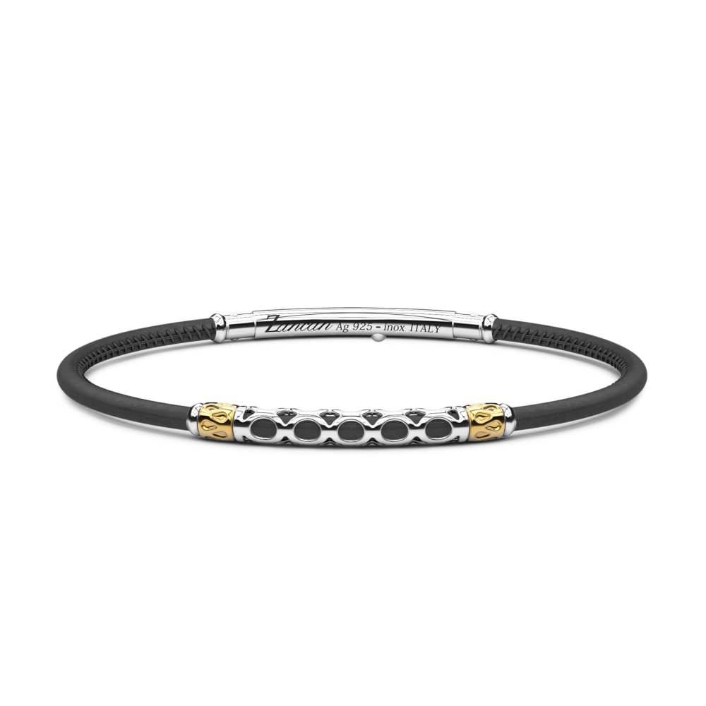 Bracciale Zancan in pelle naturale con targa in argento. - ZANCAN