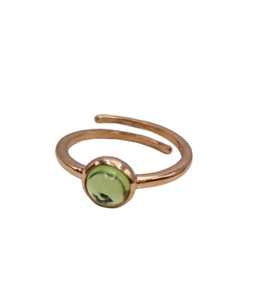 Anello Pietra Naturale Giallo Lime - LORENZO SEGONI SILVER