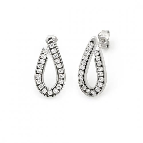 Orecchini Unoaerre a goccia in argento bianco e zirconi - UNOAERRE