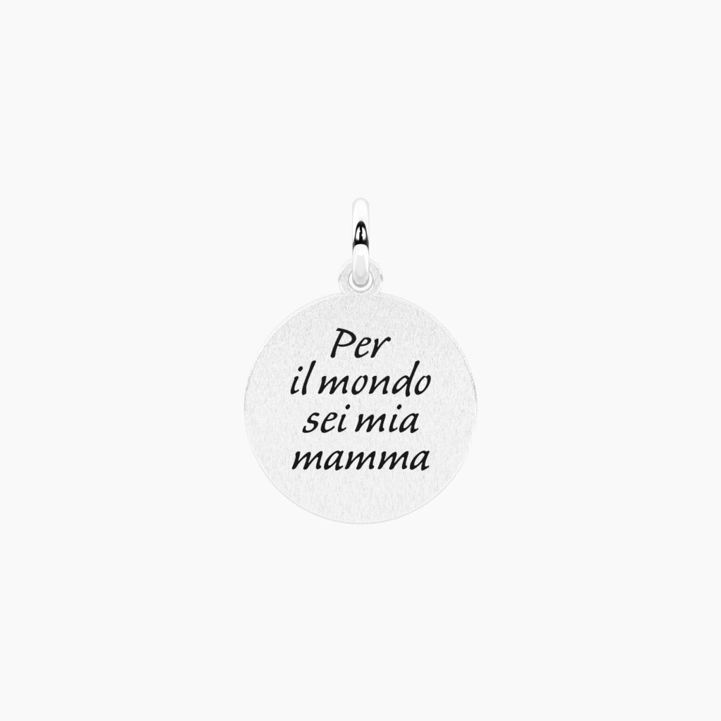 Ciondolo tondo con frase mamma sei il mondo - KIDULT COMPONIBILE