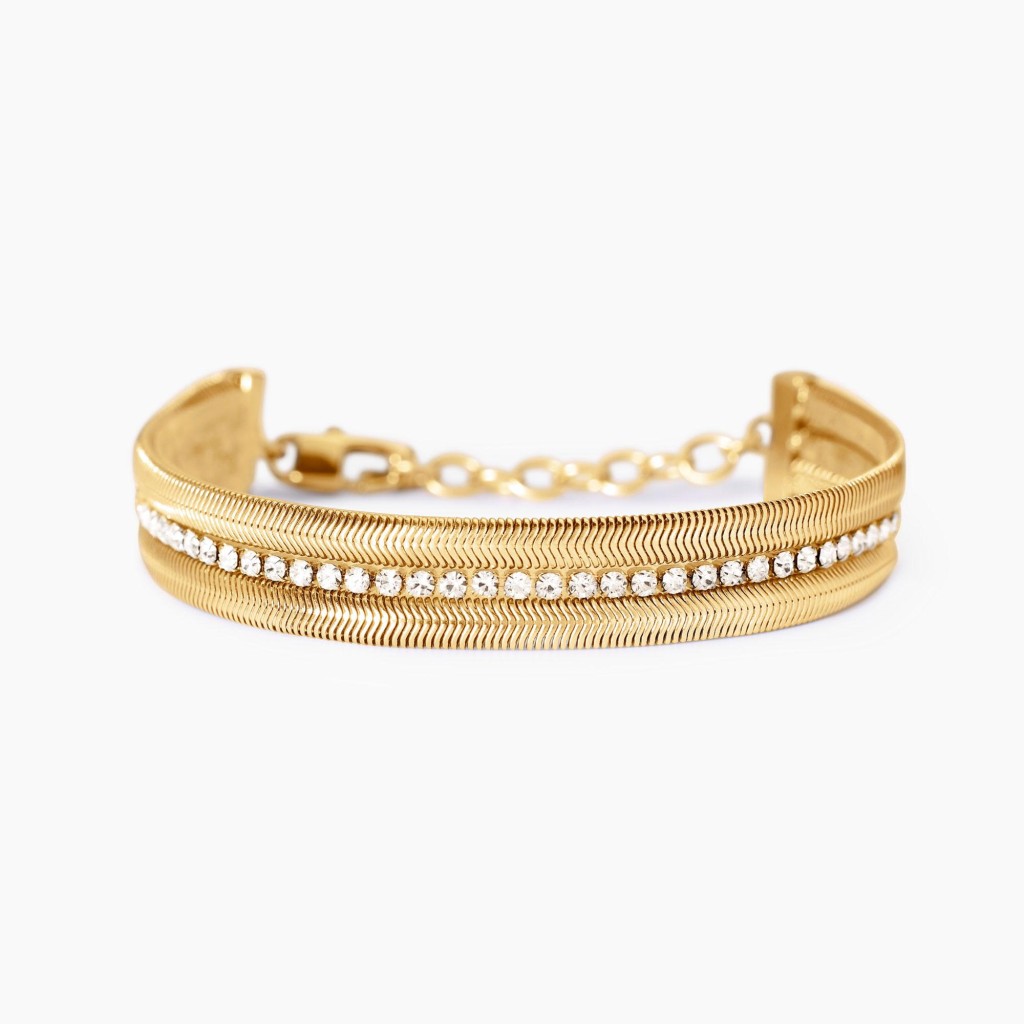Bracciale dorato con doppia catena e tennis - KIDULT