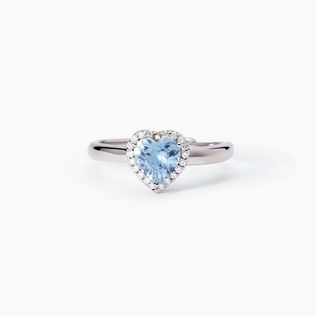 Anello in argento con acquamarina sintetica - MABINA