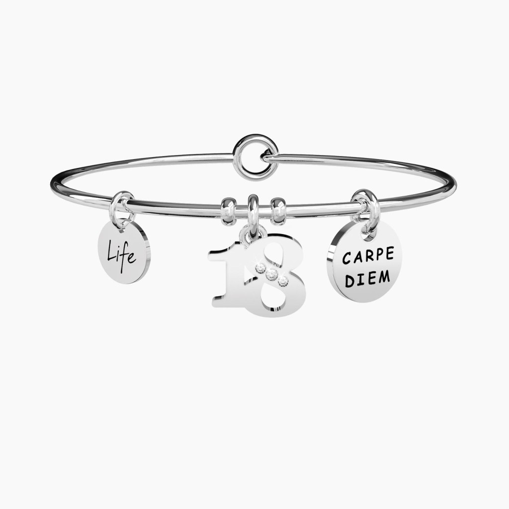 Bracciale rigido da donna con ciondolo 18&deg; compleanno - KIDULT