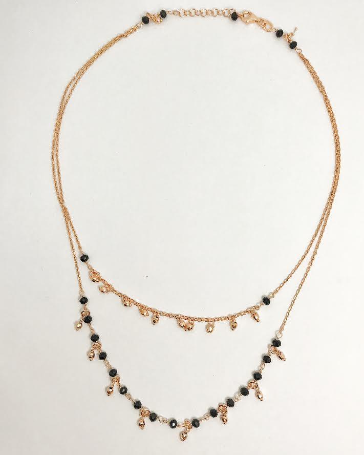 COLLANA DOPPIA CON PIETRE NERE - LORENZO SEGONI SILVER