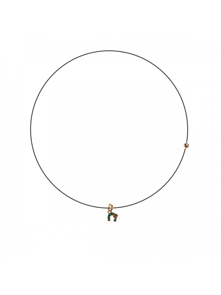 GIROCOLLO LENZA NERO CON CIONDOLO ZIRCONI COLORATI FERRO CAVALLO - RUE DES MILLE