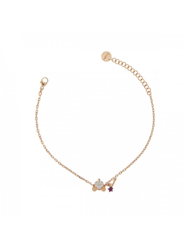 BRACCIALETTO SOGGETTO CENTRALE ZIRCONI BIANCHI + CIONDOLO MICRO ZIRCONI COLORATI CARROZZA - RUE DES MILLE