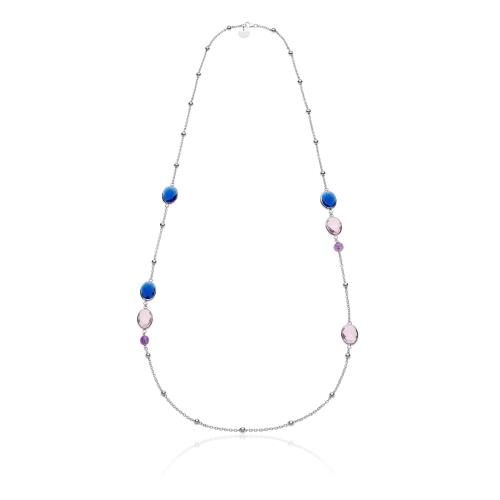 Collana Unoaerre chanel pietre rosa e blu - UNOAERRE