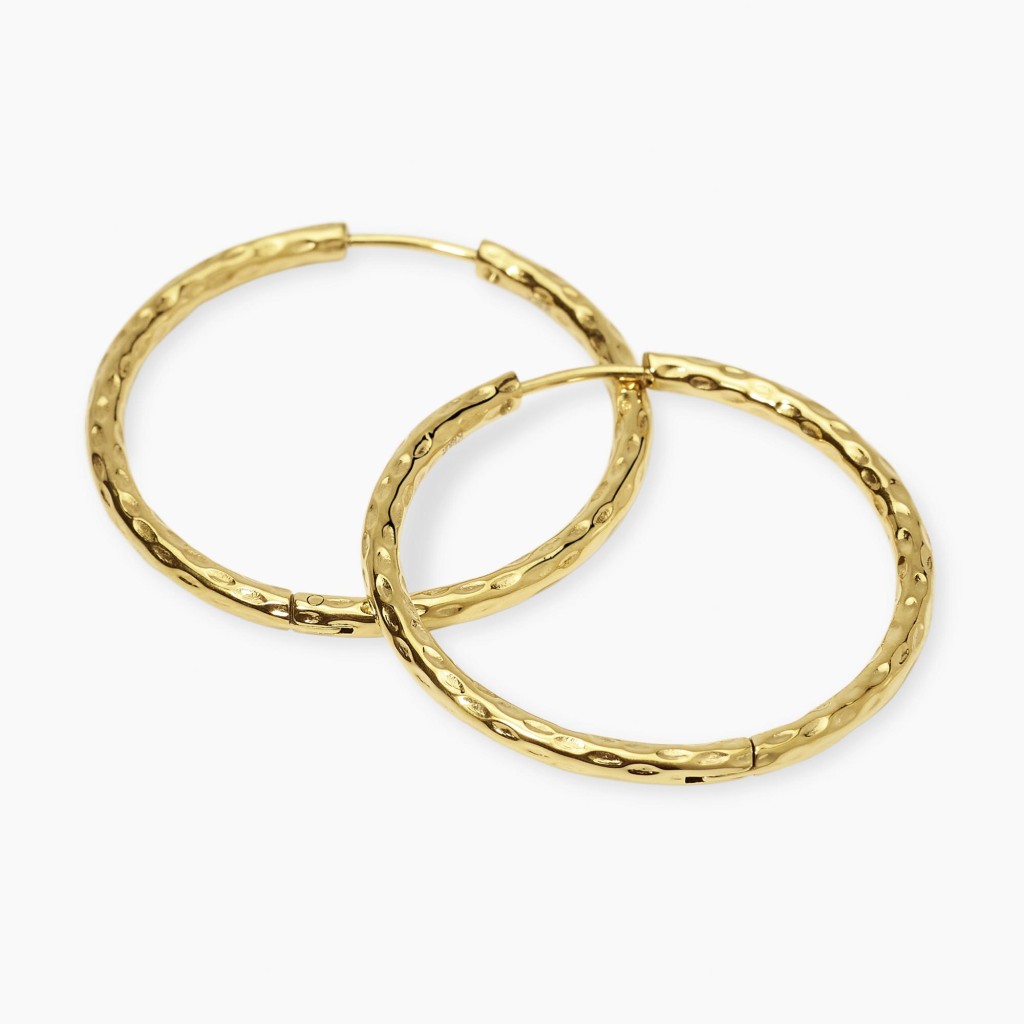 Orecchini martellati dorati a cerchio - KIDULT