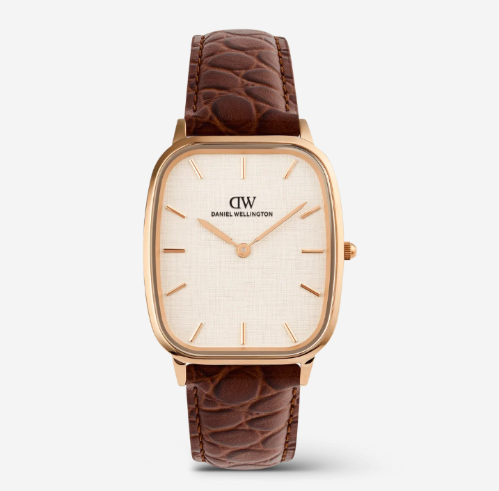 Marlon Brown Croc Belly Linen Rose Gold - DANIEL WELLINGTON