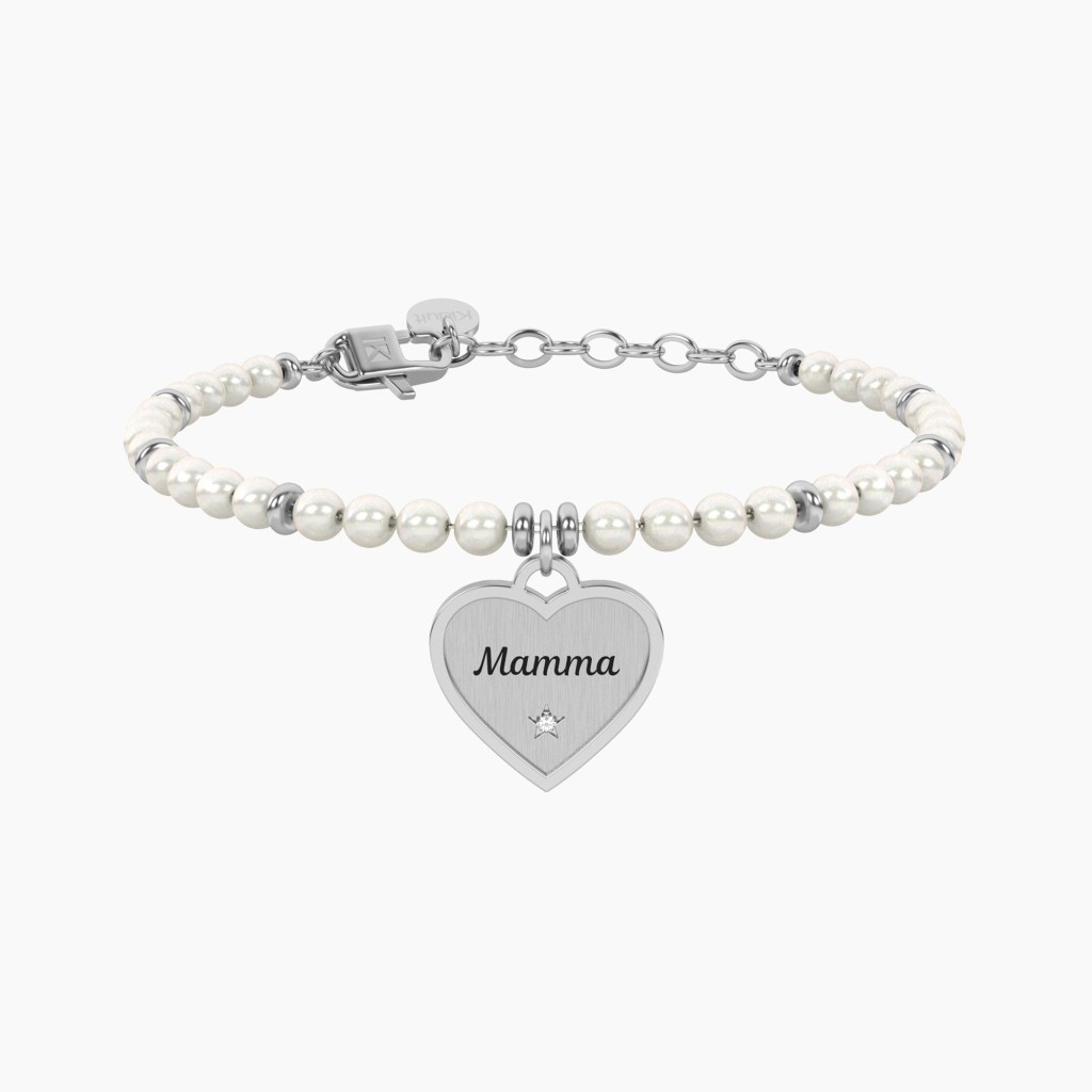 Bracciale perle con ciondolo cuore per mamma - KIDULT