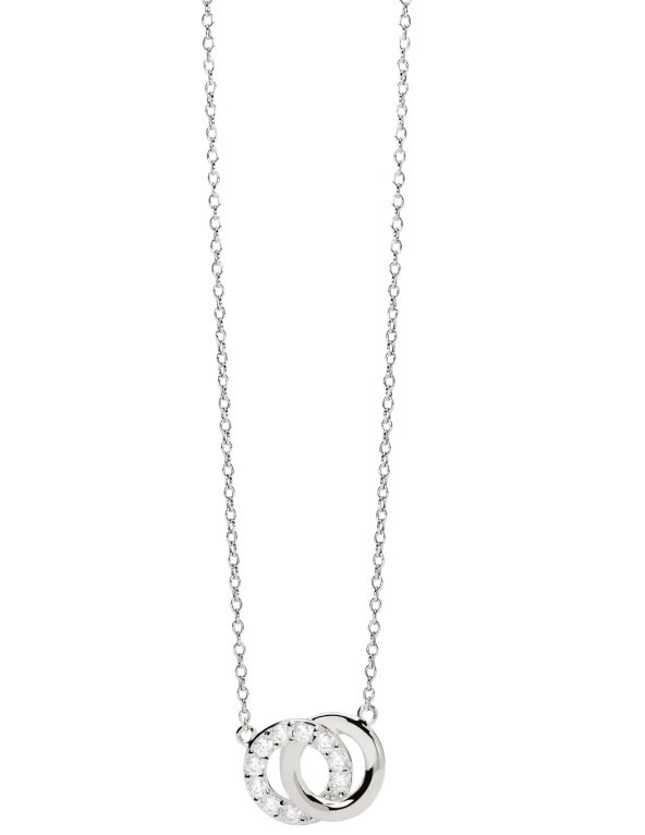 Collana girocollo Mabina in argento pendente doppio cerchio - MABINA